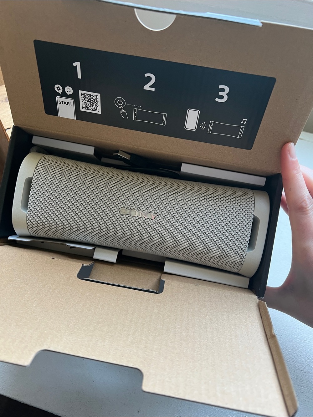 Sony ULT Field 1 Portable Bluetooth Speaker - Cream Beige colorway, waterproof